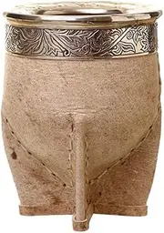Gourd Imperial Mate Cup, Raw Leather Mate with Chiseled Ferrule Iruya