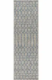 JONATHAN Y Ourika Moroccan Geometric Textured Weave Indoor/Outdoor Area Rug in Light Gray/navy at Nordstrom, Size 2X10