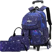 VIDOSCLA Galaxy Kids School Rolling Backpack Elementary Wheeled Bookbags