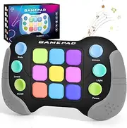 Fast Push Game Fidget Toys Handle, Flashing Handheld Game for Kids Teens Adults, Electronic Brain & Memory Game, Quick Push Buttons Gamepad, Xmas Birthday Gifts STEM Toys for Boys Girls (Grey - B)