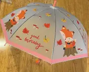 NEW Good Morning Umbrella Children's Cute Fox Adorable Kids' Rain Brolly Gift!