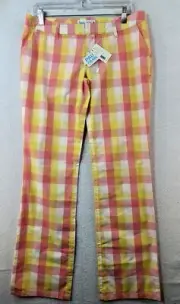 NEW Paul Frank Womans Size 29 Sean Pink Multicolor Plaid Casual Pants NWT