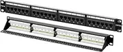 FGB 1U 24 Port Cat6A Patch Panel, 19" Rackmount or Wall Mount Patch Panel, Network Patch Panel for Gigabit Network Switch