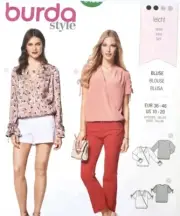 NEW 6425 Burda Sewing Pattern Wrap Tops Blouse With Ties On Cuffs Sizes 10-20