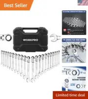 Professional Chrome Vanadium 22-Piece Ratcheting Wrench Set with Organizer Box
