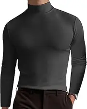 [Generic] Men's Solid Color Basic Tops Male Half Turtleneck Long Sleeve Pullover Man Lightweight Slim Fit Casual Undershirt
