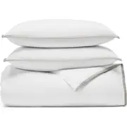 Boll & Branch Framed Percale Duvet Cover & Shams Set in White/pewter at Nordstrom, Size Full