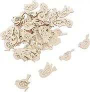 Kichvoe 50Pcs Bird Wood DIY Crafts Cutouts Unfinished Wooden Ornaments to Paint Bird Shapes Slices Scrapbooking Embellishments Ornament Peace Dove Blank Wooden Chip