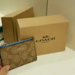 ❤ COACH❤ LOGO緹花PVC鑰匙零錢夾(卡其/海藍)