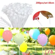 200x White 40cm Balloon Sticks Holders and Cups for Party and Wedding Decor