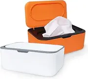 2 Pack Baby Wipes Dispenser, Wipe Holder with Lids Diaper Wipes Case for Bathroom Refillable Wipe Container with Sealing Design, Flushable Bathroom Storage Case Box(Orange)