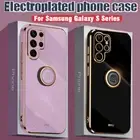 Plating Ring Holder Soft TPU Case Cover For Samsung S25 S24 S23 S22 S21 Ultra FE