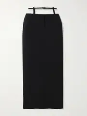 [The Attico] The Attico - Belted Cutout Cady Midi Skirt - Black - IT44 IT 44 Black
