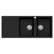 OLIVERI Santorini Double Bowl Topmount Sink With Drainer - Matte Black ST-MB1517OF