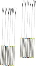 MAGICLULU 12pcs Fondue Forks Stainless Steel: Heat-Resistant 9.43" Cheese Sticks for Dipping and Roasting - Color-Coded Fondue Forks for Chocolate and Buffets