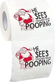[Your Dream Party Shop] He Sees You When You're Pooping - Christmas Toilet Paper Gift, Holiday Toilet Paper, Funny Xmas Gag Gifts, Gag Gifts for White Elephant, Funny Toilet Paper