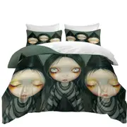 Gothic Painting Three Witchy Sisters Maiden Witches Quilt Cover