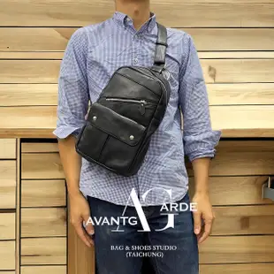 超美(NAPPA黑) 【AG真皮製造】日本設計款胸包 純牛皮 真皮 斜背包 側背包 平板包ipad包 大容量 重機包