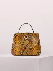 romy snake-embossed medium satchel
