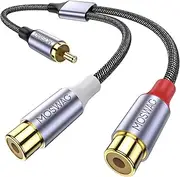 MOSWAG RCA Splitter, RCA Cable 1 Male to 2 Female Audio Video Splitter Adapter Extension Cord Compatible with subwoofers, Speakers, Home theatres, HDTVs, Gaming Consoles(0.65ft/20cm)