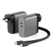 Alogic WCG2X68SGR-ANZ Rapid Power 2 Port 68W?Compact Wall Charger, 2x USB-C Port Space Grey
