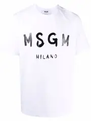 [Msgm] Msgm-T-Shirt In Cotone Con Logo Pennellato-Uomo M