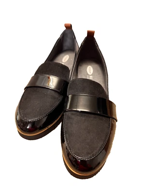 Dr Scholls Watson Womens Size 8 Shoes Black Patent Slip On Casual Wedge Loafer