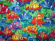 CLOWNFISH COLORFUL NEMO DORY TROPICAL FISH COTTON FABRIC FQ