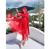 在飛比找Yahoo奇摩拍賣-7-11運費0元優惠優惠-現貨洋裝 韓版 西装 衣服 顯瘦 下單 沙漠敦煌旅遊紅色洋裝