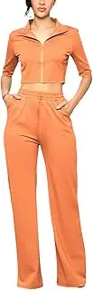 [YouSexy] Women's 2 Piece Outfits Sweatsuits Short Sleeve Tops Wide Leg Pants Lounge Sets Tracksuit