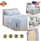Ultra-Soft Ice Blue Extra Deep Pocket Split King Sheets - 18-24" Mattress Fit