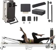 Foldable Pilates Reformer，Multifunctional Pilates Reformer Machine Adjustable Home Studio Gym Yoga Exercise Equipment