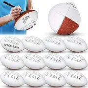 Jenaai 6 Pcs 5.91 Inch Autograph Football Blank Mini Football Size 1 Autograph Customized Trophy for Rugby Game Wedding Garter Toss(12 Pcs,3 White Panels)