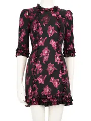 Floral Metallic Jacquard Dress