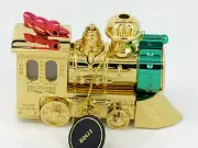 NEW BULOVA B0423 LIMITED MINIATURE HOLIDAY TRAIN WITH LIGHT AND CLOCK