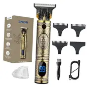 Professional Mens Hair Clippers Zero Gapped Cordless Hair Trimmer Golden