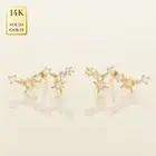 14K REAL Solid Gold Cubic Zirconia Star Climber Constellation Stud Earring