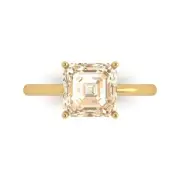 2.5ct Asscher Cut Natural Morganite Wedding Bridal Promise Ring 14k Yellow Gold