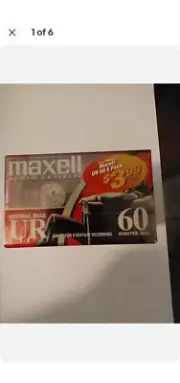 Maxell Blank Tapes Audio Cassette Normal Bias UR 60 Minutes 6 Pack (Box E-A)