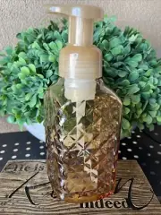 Bath & Body Works Faceted Gold Glass Gentle Foaming Soap Dispenser Holder 10oz