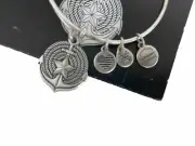 Alex and Ani Anchor EWB Rafaelian Silver Charm Bangle Adjustable Bracelet