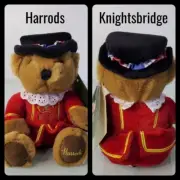 Harrods Knightsbridge Beefeater Bear London Royal Guard Brown Red Soft Toy Tag