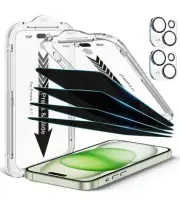 -4 Pack Privacy Screen Protector for iPhone 15[6.1 inches] With 2 Pack Camera...