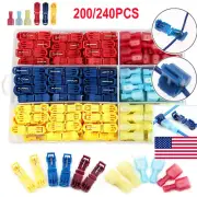 30-240pcs T-Taps Wire Connectors Quick Splice Terminals Insulated Crimp Cable