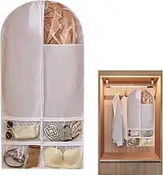 [Sulxyi] Garment Bag | Large Capacity Storage Bag with Clear Window,Reusable 4 Grids Coat Protector, Household Organizing Supplies for Home