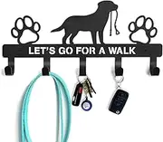 5-Hooks Dog Leash Holder for Wall - Doorway Hooks, Outdoor Stuffs Storage Rack for Hanging Vest, Harness, Collar, Keys - Iron Wall Mount Key Holder