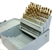 #1-60 60PC TITANIUM COATED HSS DRILL BITS W/ METAL CASE FREE SHIPPING