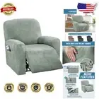 4-Piece Velvet Stretch Recliner Chair Covers in Sea Grass - Machine Washable
