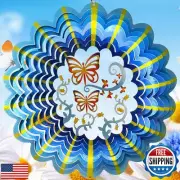 Hippolytusiart Butterfly Wind Spinner Hanging,12In 3D Wind Spinners Outdoor B