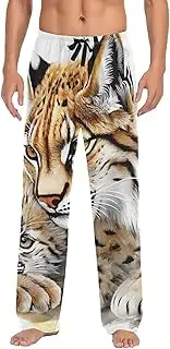 [XYMZR] Lynx Cute Watercolor Men's Pajama Bottoms Lounge Pajama Pants Sleep Bottoms with Pockets for Men S